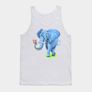 Cute elephant and a butterfly. Tank Top